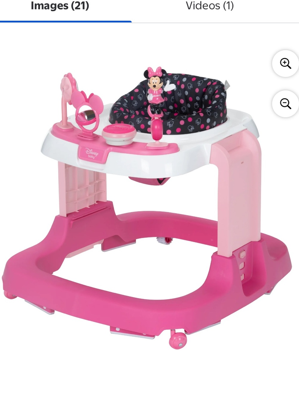 Disney Pink and Light Pink Minnie Mouse Baby Walker with Toy Tray